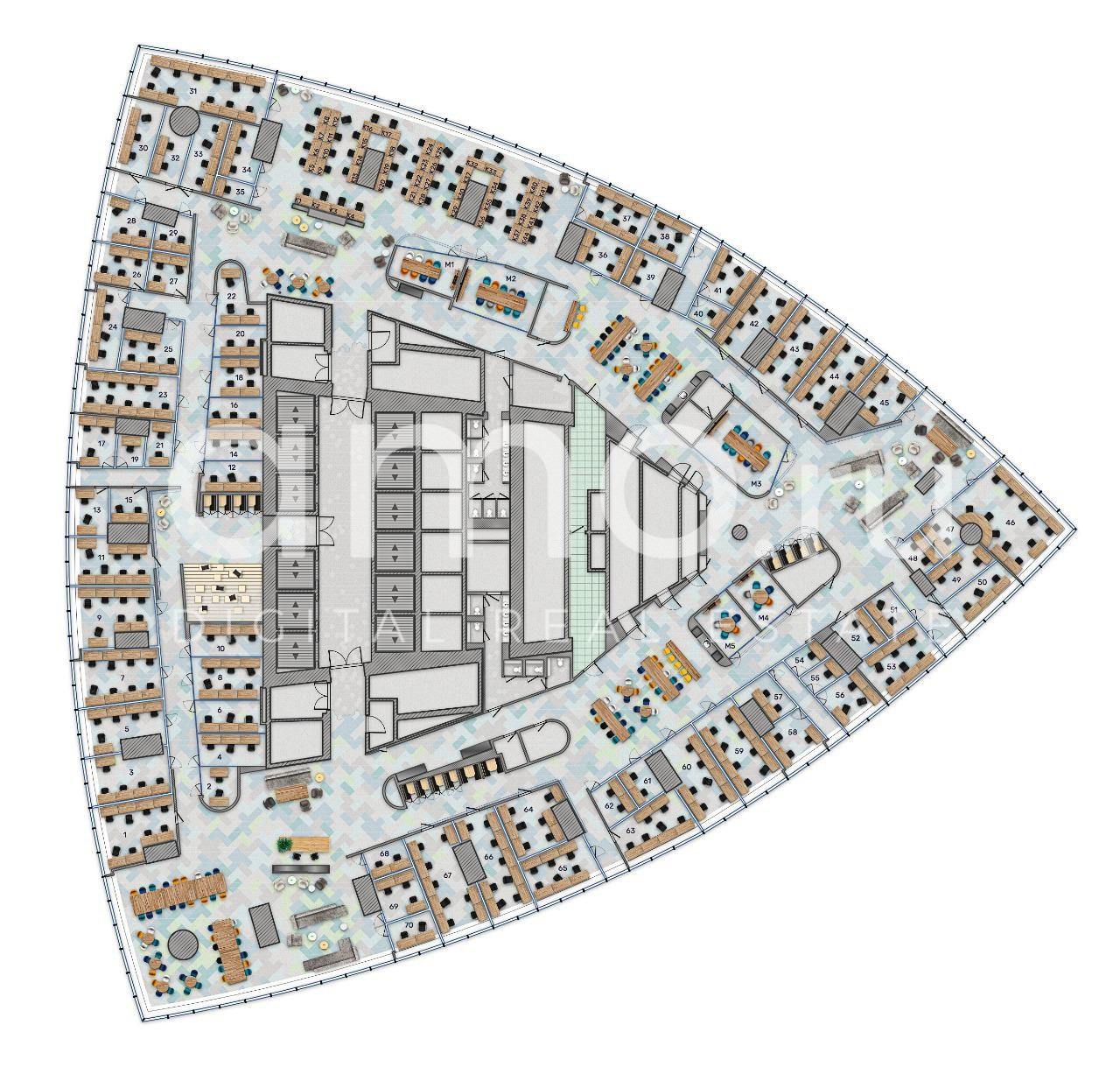 Планировка офиса 2350.7 м², 18 этаж, МФК «Федерация, башня Восток»