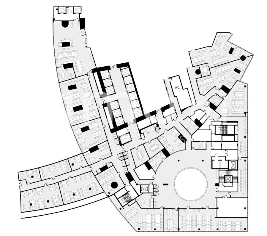 Планировка офиса 3000 м², 4 этаж, МФК «Федерация, башня Восток»