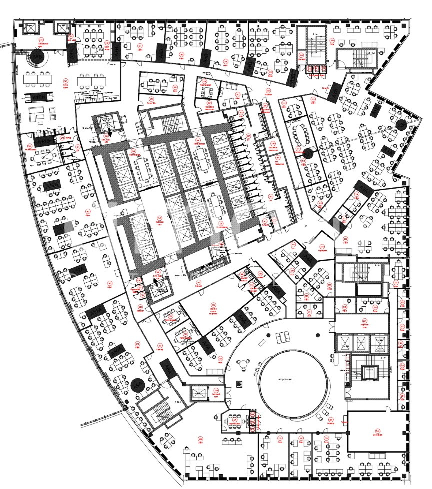 Планировка офиса 6400 м², 3 этаж, МФК «Федерация, башня Восток»