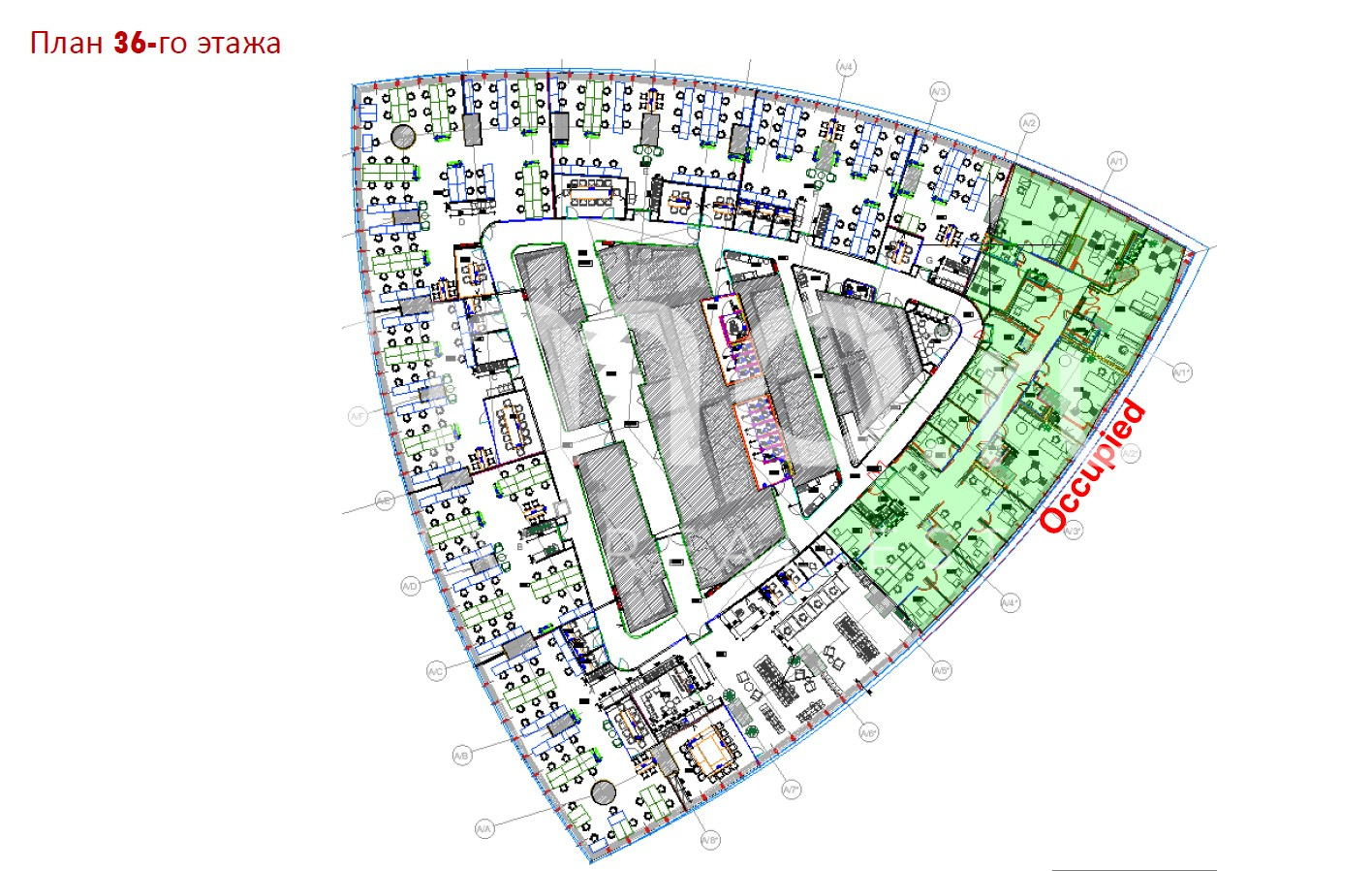 Планировка офиса 50-2070 м², 36 этаж, МФК «Федерация, башня Восток»