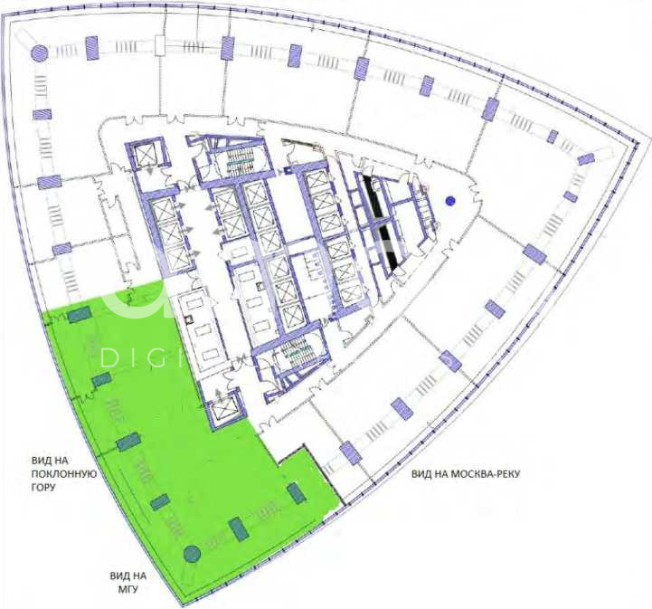 Планировка офиса 551.1 м², 38 этаж, МФК «Федерация, башня Восток»