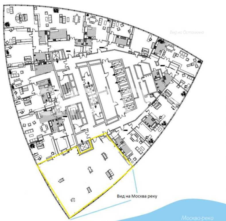 Планировка офиса 353.2 м², 82 этаж, МФК «Федерация, башня Восток»